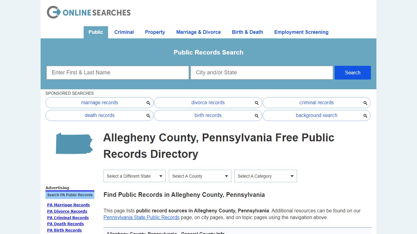 Allegheny County, Pennsylvania Public Records Directory